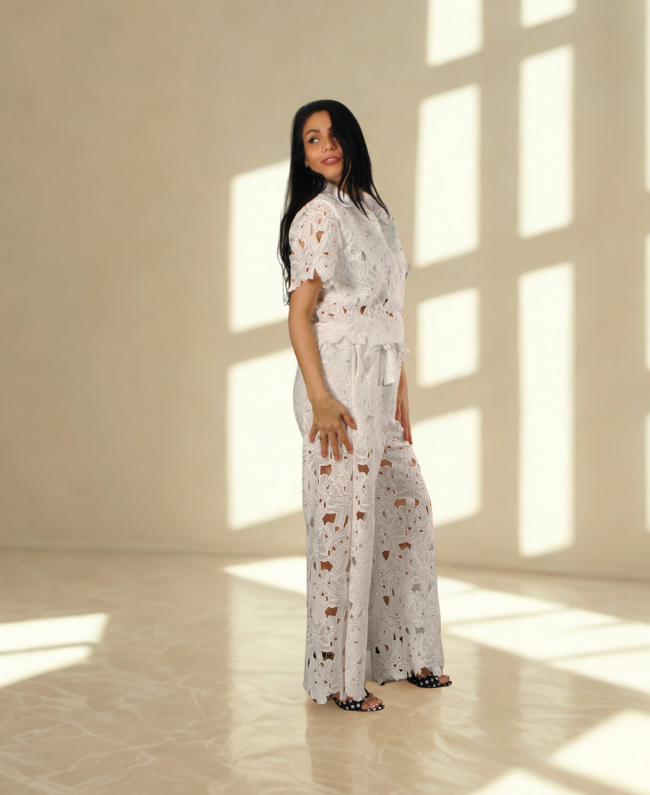 Elegante broek met bloemenprint Set Zoë - Donna Colori