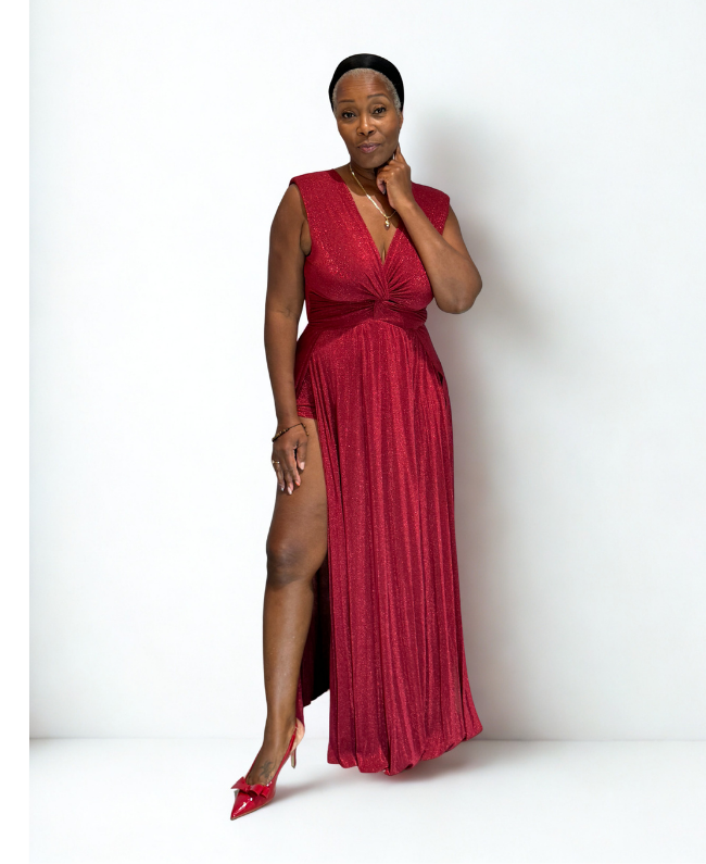 Galajurk rood split elegant bruiloft feestelijk dames Rotterdam