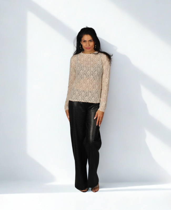 Broek Sascha slangeprint PU leder dames broek - volledig model
