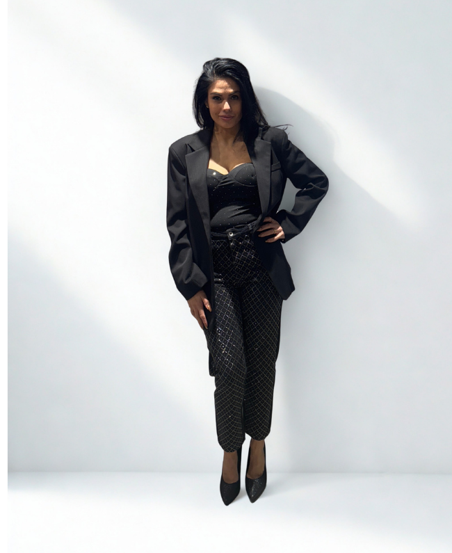 Oversized blazer dames met uniek draad-effect aan de achterkant – Donna Colori