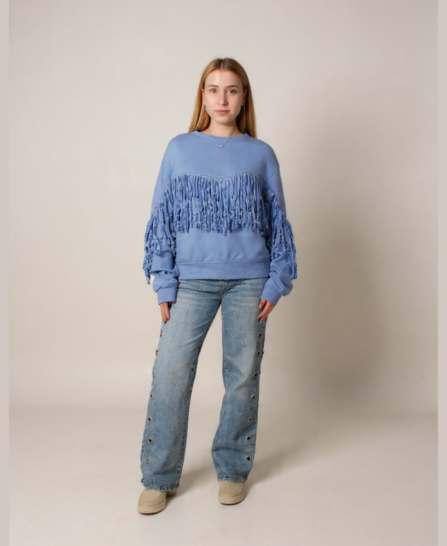 Sweater Frangia franje detail casual stijl - Donna Colori Rotterdam