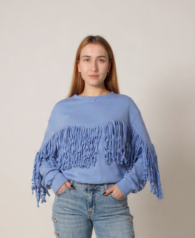 Gebreide trui met franje detail one size - Sweater Frangia Donna Colori Italiaanse mode