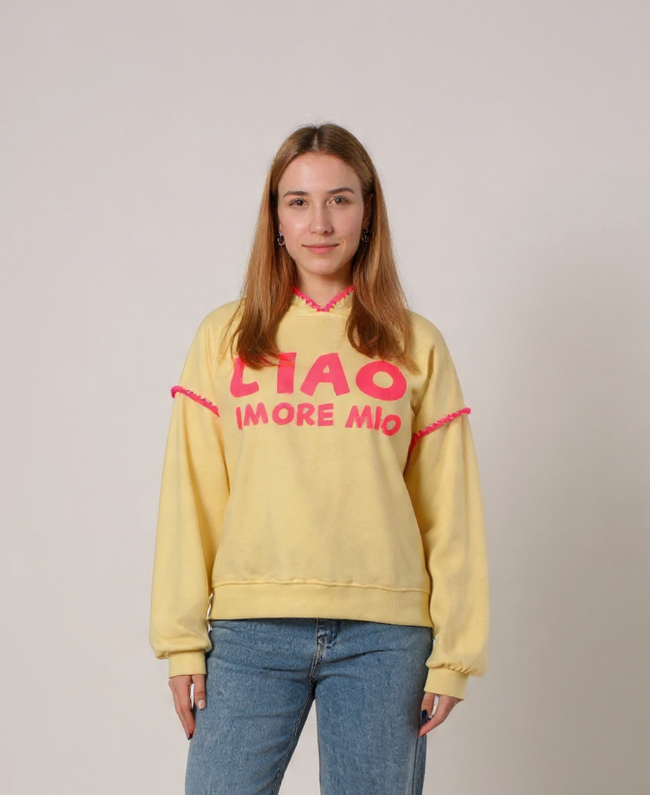 Sweater met tekst Ciao Amore Mio - Sweater Amore Mio Donna Colori Italiaanse mode