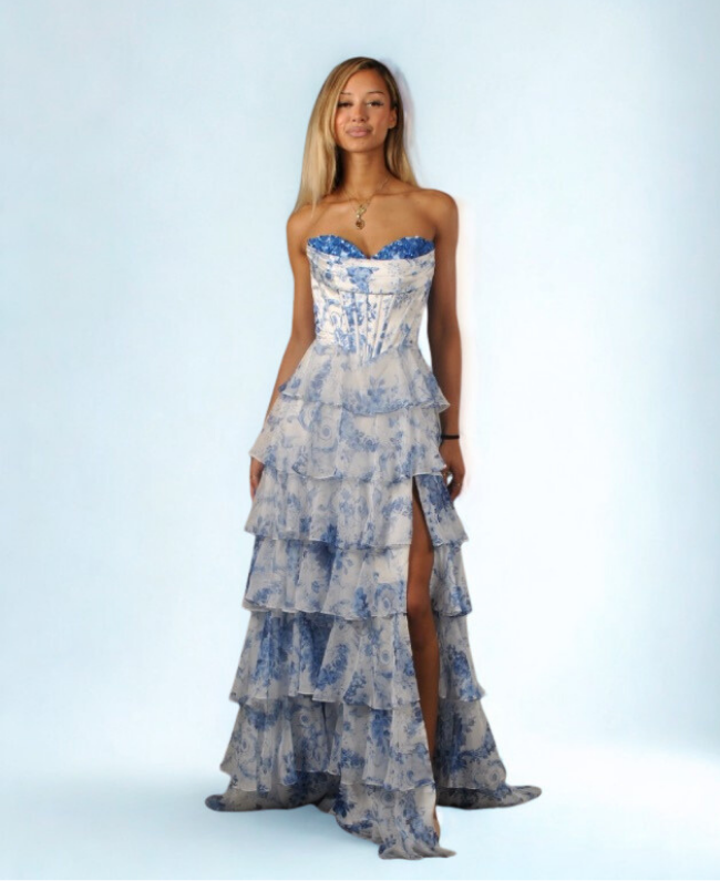 Elegante jurk met Delfts Blauw print - Dress Olanda Donna Colori Rotterdam