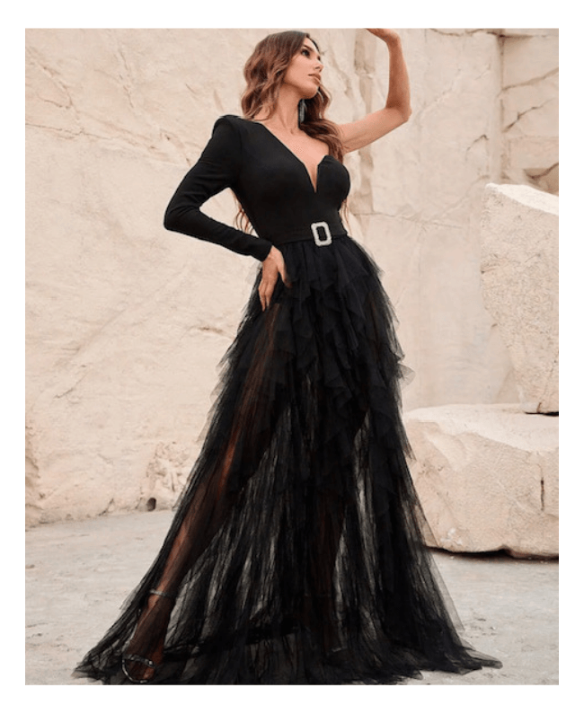 Elegante galajurk Diva in zwart - Donna Colori Rotterdam