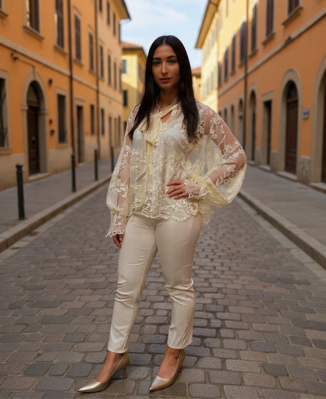 Zilan kanten top italiaanse lace top dames in zwart | Donna Colori Rotterdam