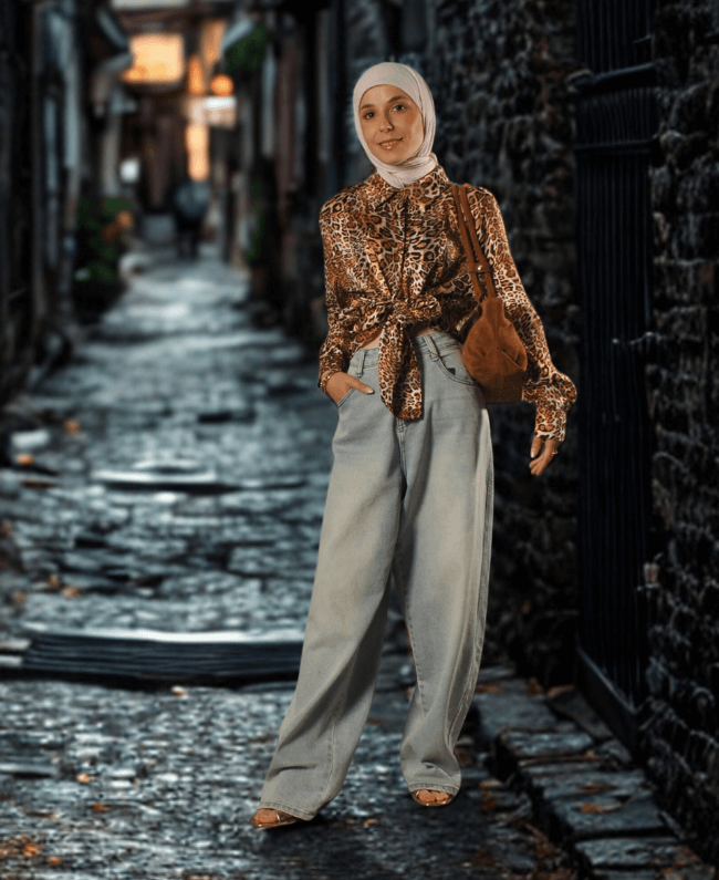 
                      
                        Blouse met panterprint voor dames, elegant gecombineerd - Donna Colori
                      
                    