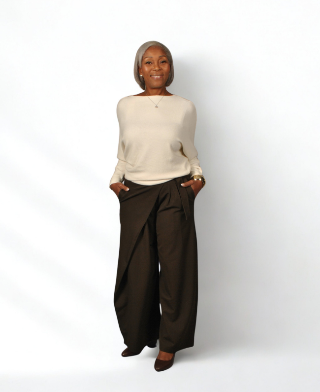 Pantalon fashion met overslag – elegante Italiaanse damesbroek van Donna Colori