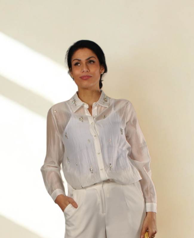 Blouse Sil elegante transparante blouse perfect voor avondlook - Donna Colori Rotterdam