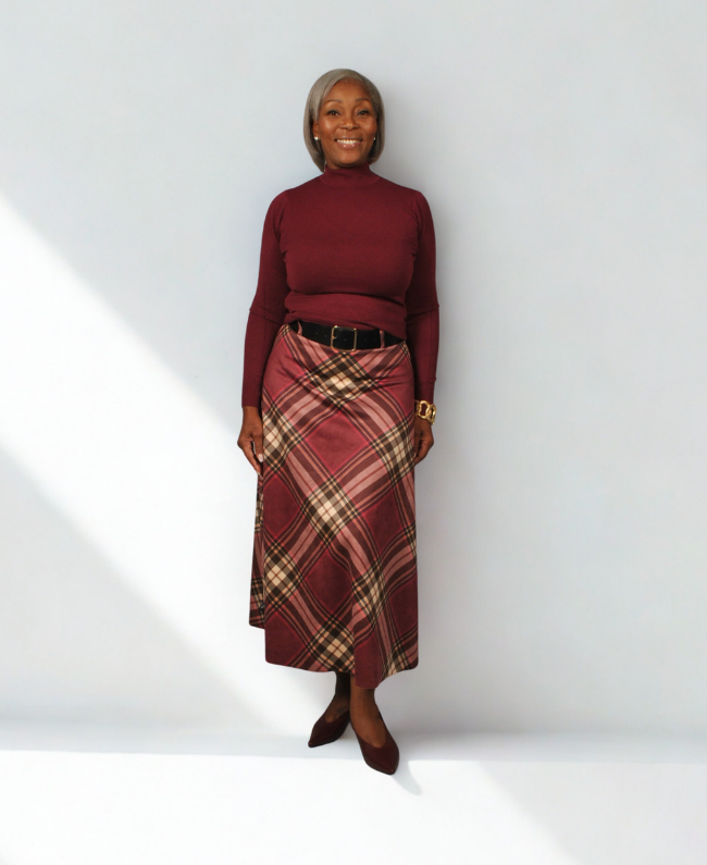 Elegante damesrok – fluwelen rok met ruitpatroon en comfortabele pasvorm