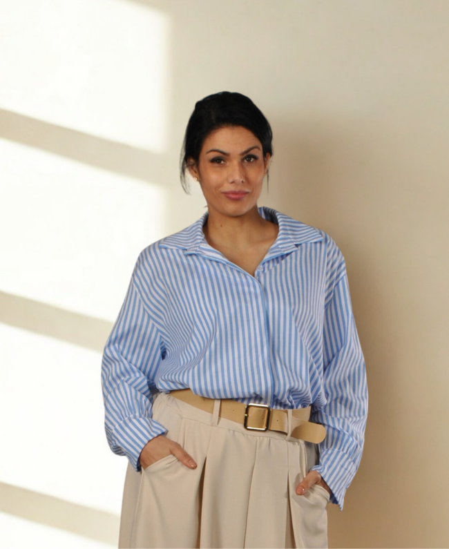 Gestreepte blouse one size blauw wit strepen - Blouse Streep Donna Colori