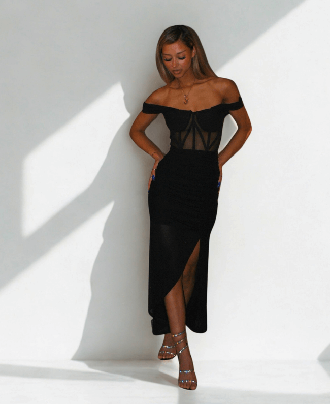 Elegante galajurk met hoge split – Italiaanse mode Donna Colori