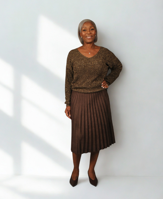 
                      
                        Knie lengte rok dames – elegante plissé rok van Donna Colori
                      
                    