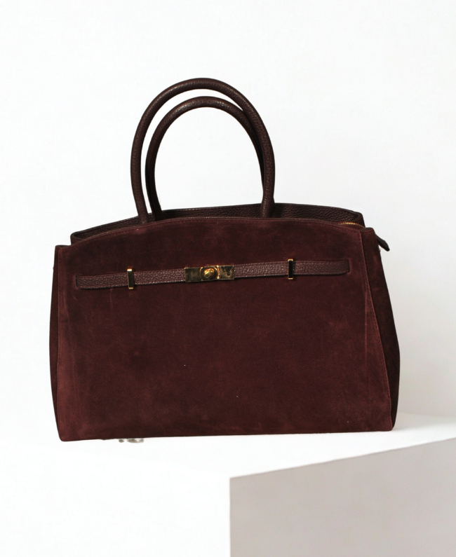 Tas dames van echt suede en leder – elegante Italiaanse damestas van Donna Colori