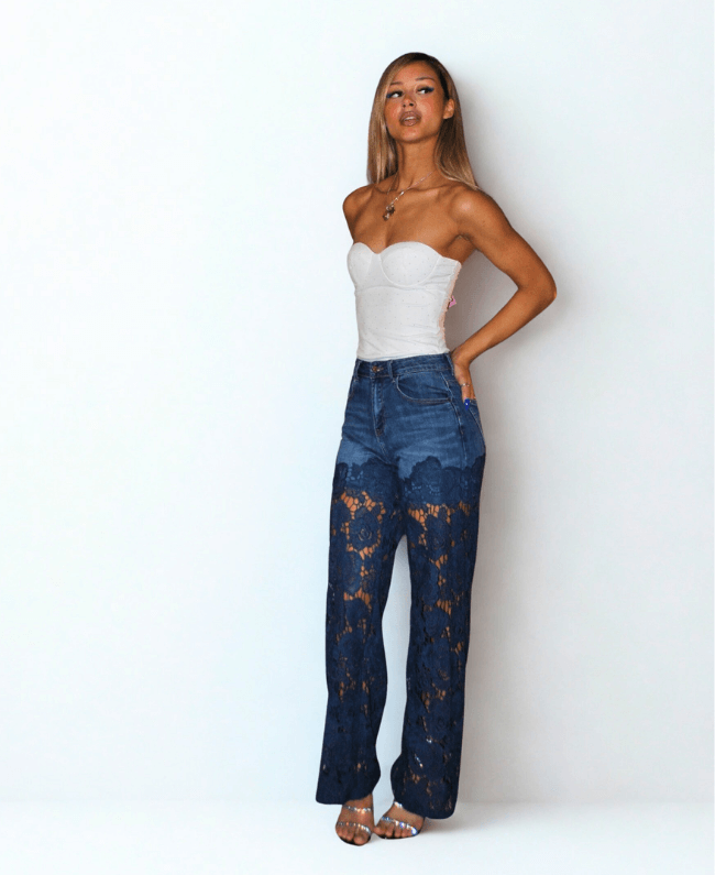 
                      
                        Dames Jeans met Bloemenprint - Transparante Pijp - Stretch Comfort - Jane
                      
                    