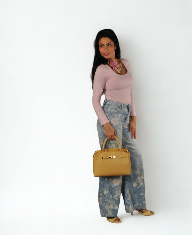 Detail bloemenprint jeans Fiori - Donna Colori Rotterdam