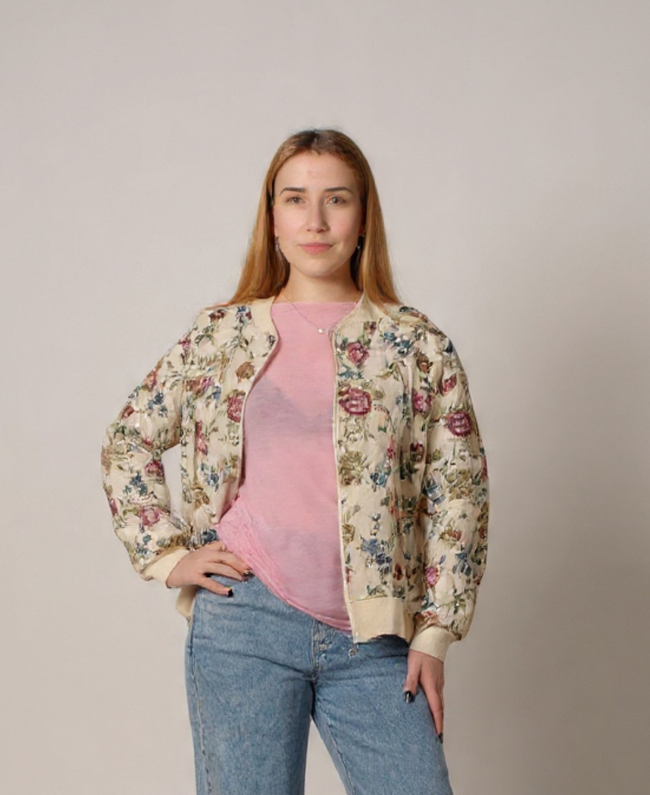 Beige jasje met bloemenprint - Jacket Flower Beige Donna Colori Italiaanse mode