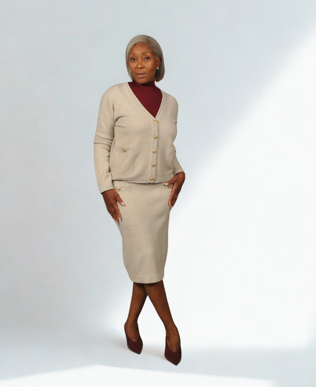 Rok en vest dames met gouden knopen – elegante Italiaanse set van Donna Colori