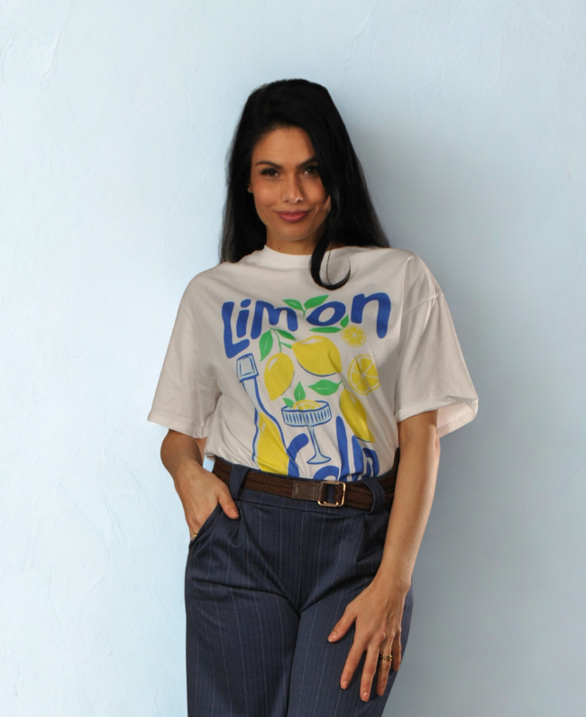 T-shirt met Italiaanse tekst en citroenen - Shirt Italia Donna Colori Italiaanse mode