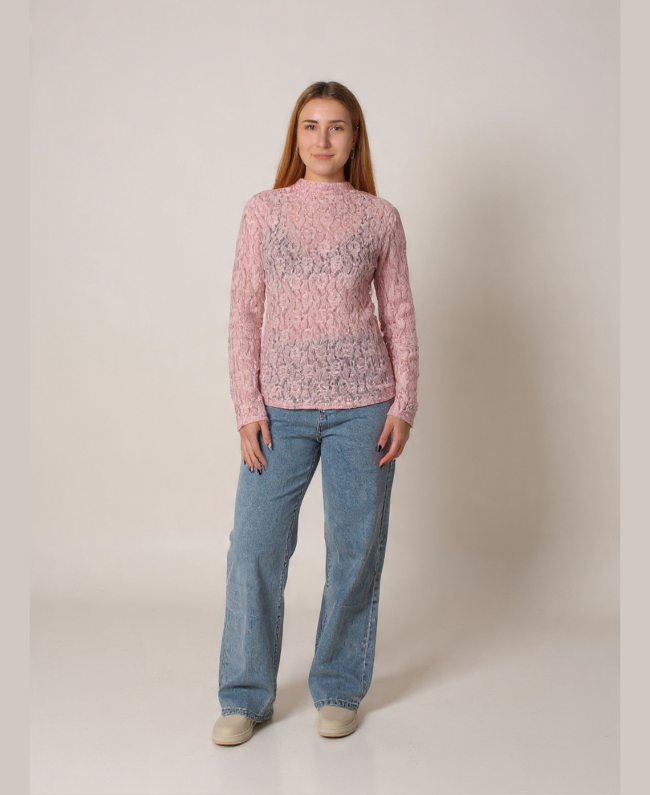 Semi-transparante top met bloemenprint - Top Valencia Donna Colori Italiaanse mode