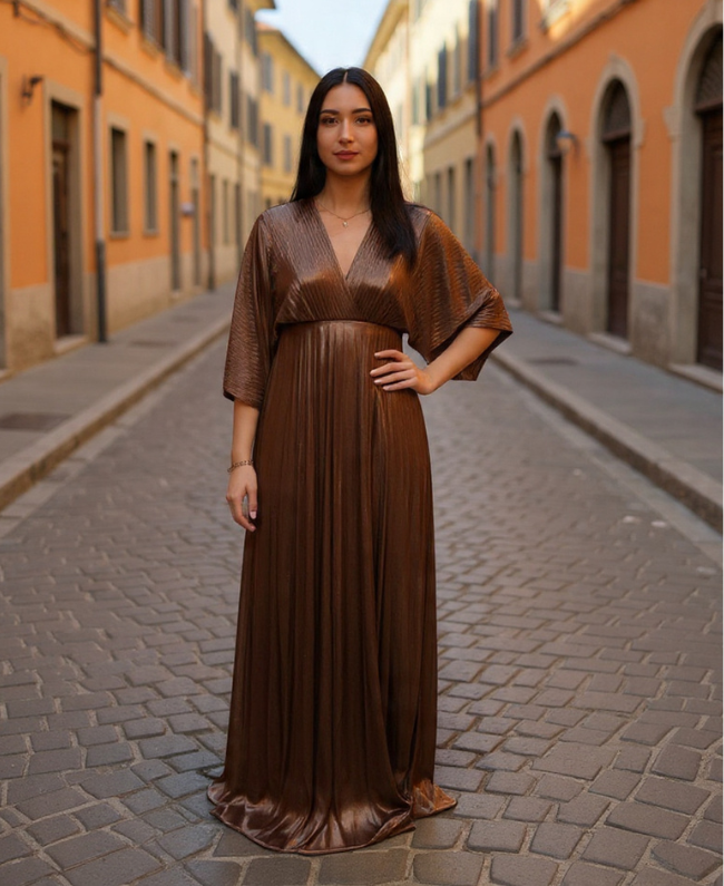 Dress Bo elegante jurk met vleermouwen en plissé | Donna Colori Rotterdam