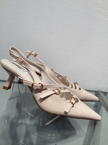 Pumps slingback Nude en Zwart