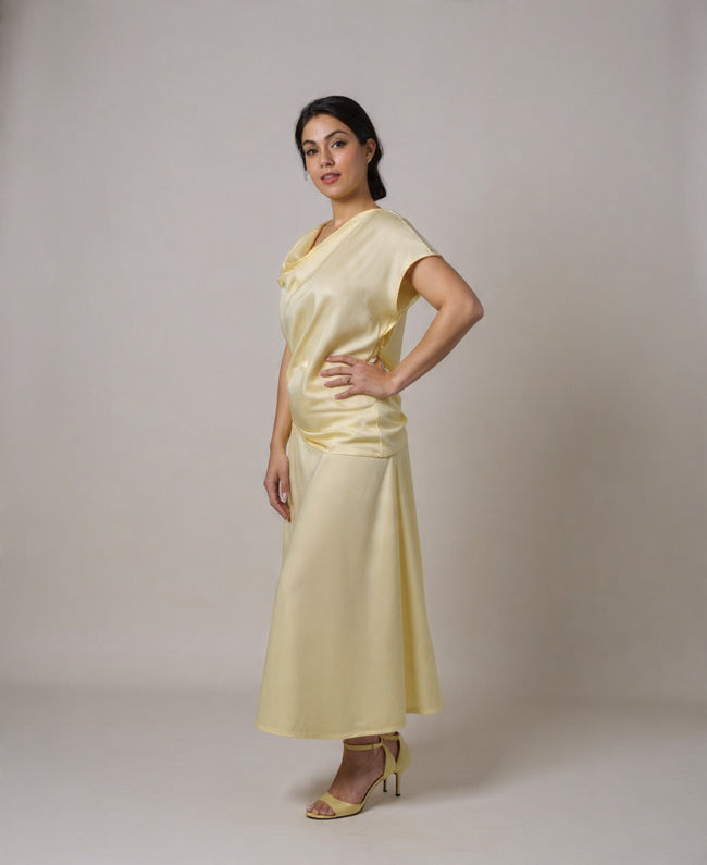 Top Gabriella - Satijnen Top met Watervalshals